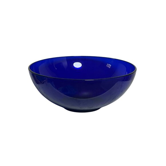 Large Cobalt Blue Glass Bowl 10.5” Hand Blown Decorative Centerpiece Modern Art - Picture 5 of 5